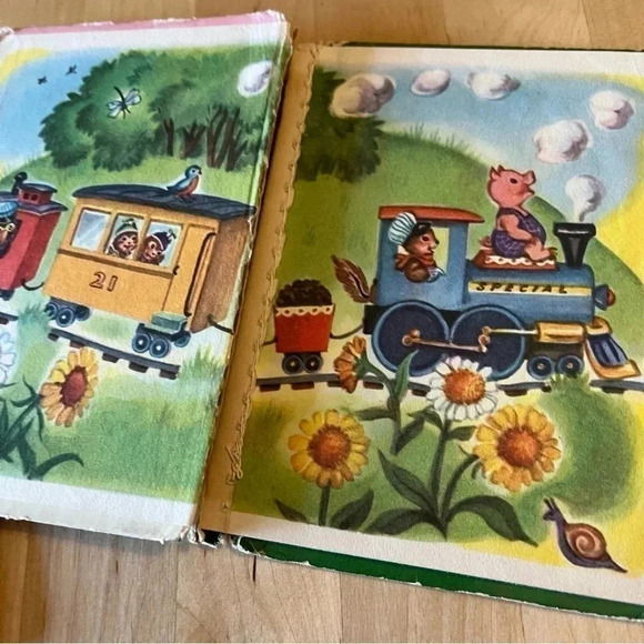 2 Vintage Whitman Tell-a-Tale Books The Animals Train Ride LITTLE BEAVER 1953/54 - Picture 5 of 7